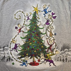 Vintage Dr. Seuss Grinch Shirt Mens Medium Gray Christmas Double Sided 00s 2001