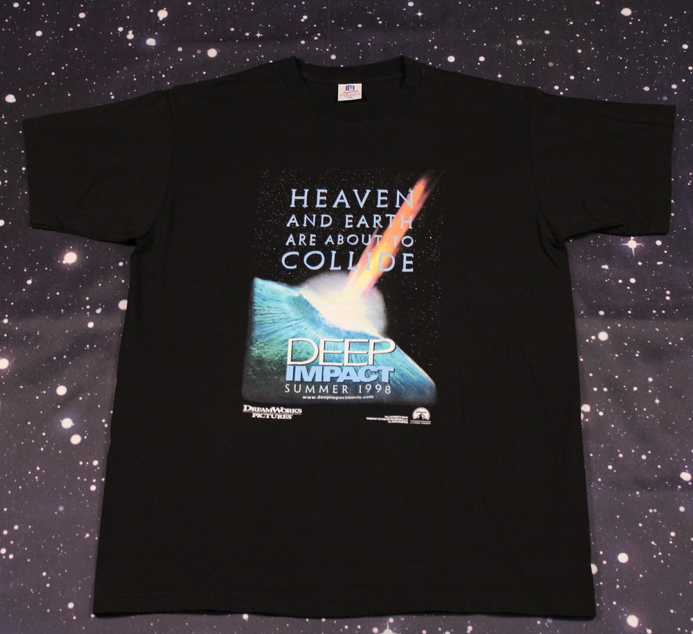 Vintage 1998 Deep Impact Movie Promo Black T-shirt – XL – Superior Tag, USA Made