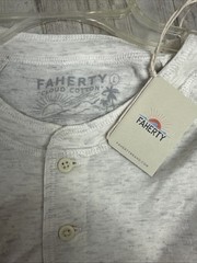 Faherty Henley Mens Shirt Size Large Cream/ivory Long Sleeve Cloud Cotton