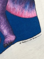 Vtg Fabric Art White Single Stitch Dinosaur Apatosaurus Nature USA Made XL