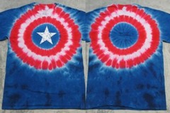Vintage Marvel Captain America Shirt Mens Large Red Blue Super Hero Tie Dye AOP
