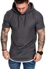 Camiseta Con Capucha Camisa De Algodón De Manga Corta Moda Deportivo Para Hombre