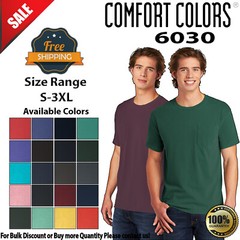 COMFORT COLORS 6030 Mens Short Sleeve Heavyweight Crew Neck T-Shirt With Pocket