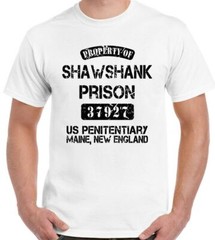 Shawshank Redemption T-Shirt Property Of Prison Mens Funny Movie Stag Doo Do