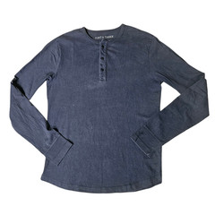 Flint & Tinder Henley Shirt Men’s Medium Blue Heavyweight Cotton Workwear USA
