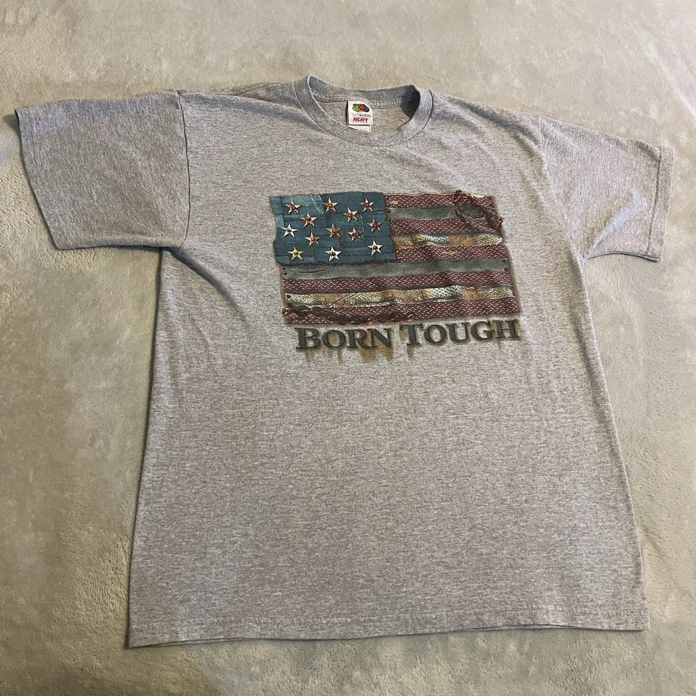 Vintage Shirt Men Large Gray Y2K Workout Streetwear Exercise Crew Neck USA Tee