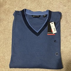 Pierre Cardin Vintage Blue Striped V-Neck Shirt Men’s XXL