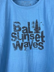 Bali Sunset Waves Shirt Mens 2XL Blue Graphic Crew Neck Short Sleeve Stretch