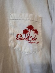 Sand Bar Pocket T-Shirt Retro Design Athens Georgia Skull Beach Vacation Palms