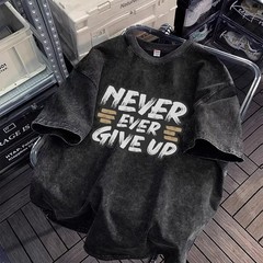 Vintage Letter Graphic T-Shirt 100% Cotton Oversized Streetwear Lace Up Tee