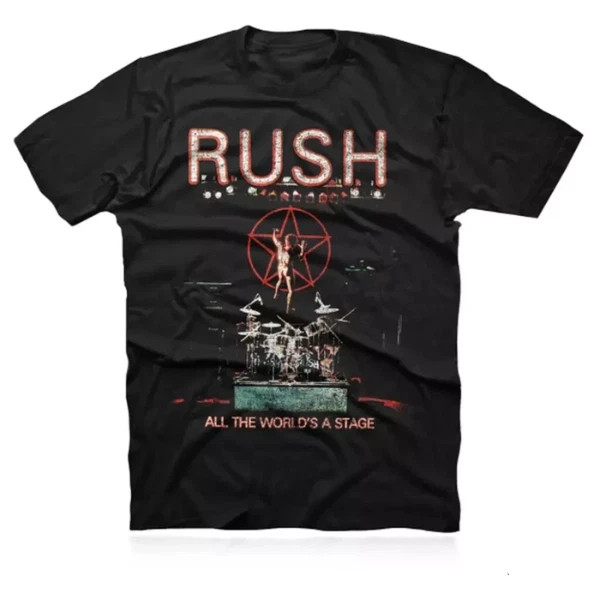 Rush All The Worlds A Stage Vintage Rock Band Graphic T Shirt S-5XL