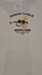 Vintage G.H. Bass Bass On The Fly Fishing T-Shirt USA Made White Size L Cotton