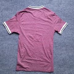 Massive T-Shirt Small Maroon Heathered V-Neck Contrast Trim Short Sleeve Tee