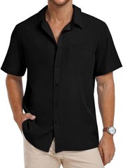 Men’s Hawaiian Shirt Floral Print Short Sleeve Button Down Casual Beachwear Top