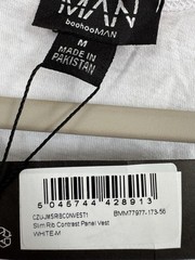 Boohoo Man Men’s Slim Rib Contrast Panel Vest Tank Top White Size M NWT