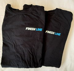 LOT 2 FINISH LINE DOUBLE SIDED BLACK UNIFORM SHORT SLEEVE T SHIRT MENS M 38×25