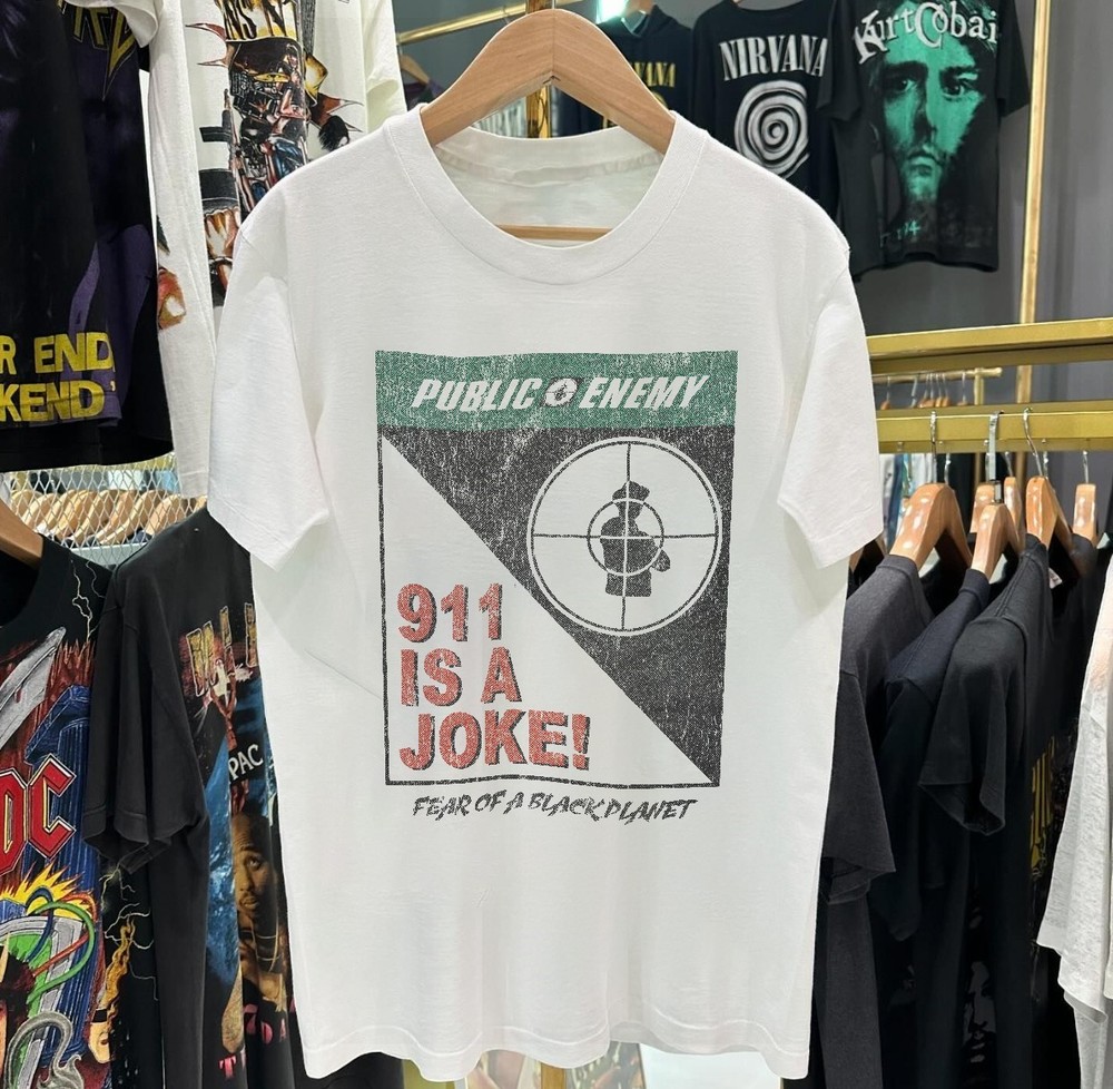 Public Enemy 911 Is A Joke Washed T-Shirt White L