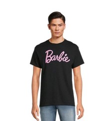 Barbie Mens Short Sleeve Black Crewneck Logo Graphic T- shirt Size S 34-36 Small