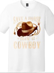 “Save a Horse Ride a Cowboy” Vintage Western Cowboy Hat T-Shirt