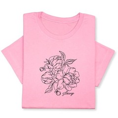 Peony Embroidered T-Shirt, Custom Color Floral Tee, Botanical Gift Shirt