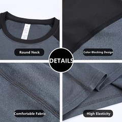 2 Packs Athletic Long Sleeve Compression Shirts Dry Fit Sports Gym Shirt for Men
