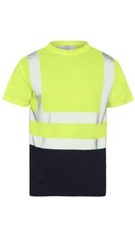 New Mens Hi Vis Viz Visibility Short Sleeve Safety Work Crew Neck Hi Viz T-Shirt