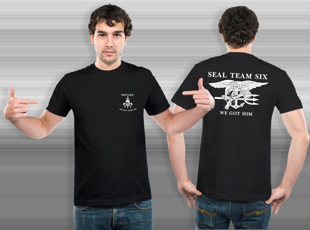 NEW Navy Seal Team 6 Six Devgru Silver Team Black Navy White Custom T-Shirt