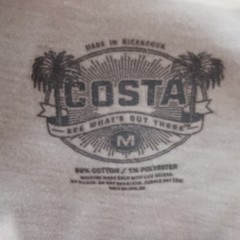 Costa Del Mar Mens Tarpon Fish Graphic T-Shirt Medium Beige Heather Short Sleeve
