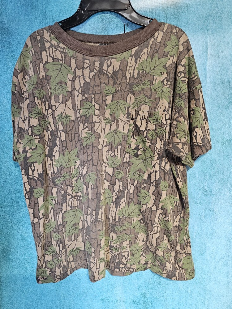Ace Sportswear Men’s Trebark Camo Pocket Crew Neck T-Shirt Large Vintage 80’s