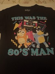 BLUEY ADULT T-Shirt Medium 80’s Man Cassette Tape Bandit and Chilli