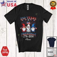Custom Name 250th Anniversary Freedom; 4th Of July Three Patriotic Gnomes Shirt