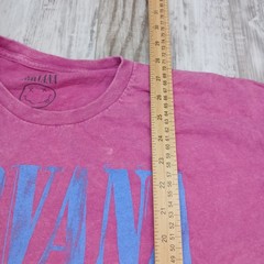 Nirvana Smiley Face Graphic Tee Magenta Mineral Wash Pink Blue XL RockBand Shirt