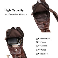 Waterproof Sling Bags for Men and Women, Leather Crossbody Daypacks for Travel