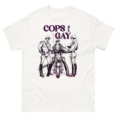 Cops Are Gay Tom of Finland Graphic Tee White Gay Art Pop Punk Shirt