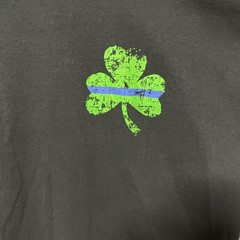 Thin Blue Line USA Green Clover Shamrock St Patrick’s Day Black T-Shirt 2XL Used