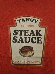 Tangy Steak Sauce Hanes Red Mens XL Tee Shirt Cool Dri Only 1 Special Variety