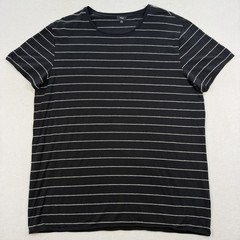 Vince Shirt Mens XL Black White Striped Cotton Modal Crewneck Short Sleeve Tee