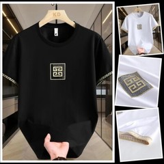 New Fashion Trend Embroidery Diamonds Rhinestone Short Sleeve Luxury Men T-Shirt