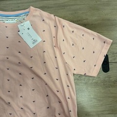 New Denim and Flower Ricky Singh Large Pink Crane Print T shirt