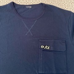 Eubi Shirt Men’s Large Single Pocket Tee Navy Blue T-Shirt Cotton Round Neck