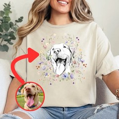 Personalized Pet Portrait Comfort Tee Custom Dog Cat Lover Gift Shirt