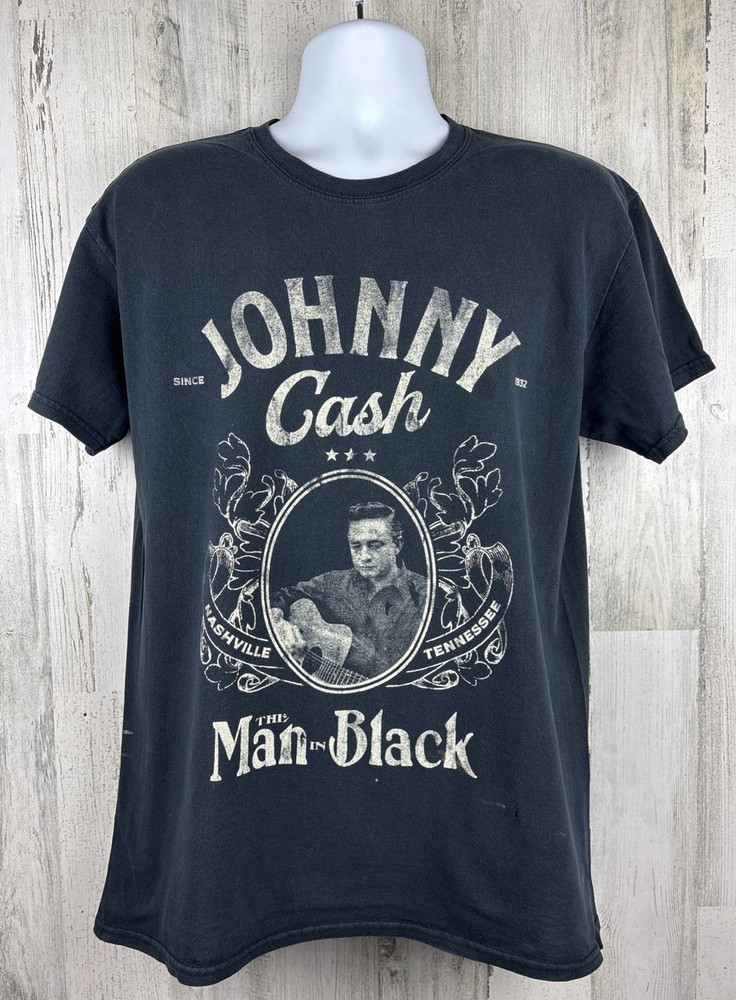 Johnny Cash The Man In Black Distressed T-Shirt Large (21”x28”)