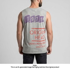 ZARA Men’s Sleeveless Graphic T-Shirt Tank Top Size L Gray DNWR 1975 Retro Print