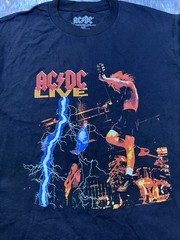 AC/DC Live Black Graphic Long Sleeve Tee – Lightning Stage Print Sz men’s large