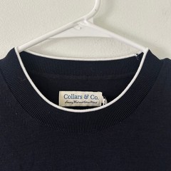 Collars & Co. Men’s Amalfi Luxe Tee Contrast White Trim Navy Blue M Medium New