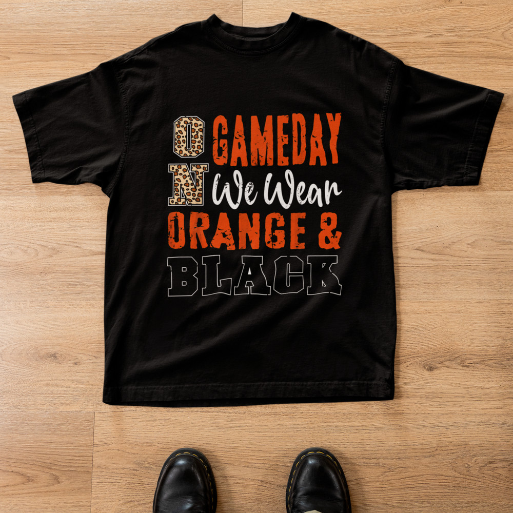 Game Day We Wear Orange & Black Football Fan Shirt Unisex Sports Tee