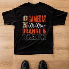 Game Day We Wear Orange & Black Football Fan Shirt Unisex Sports Tee