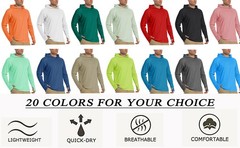 UPF50+ Skin Sun Protection T-Shirts Men’s Long Sleeve Performance Casual Hoodie