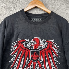 Avirex Shirt Mens XL Black Short Sleeve Crewneck T Eagle Tattoo Tribal Y2K 90s