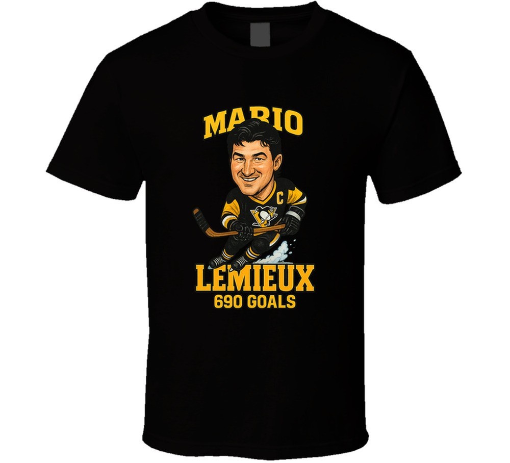 Mario Lemieux 690 Goals Sports Caricature T Shirt